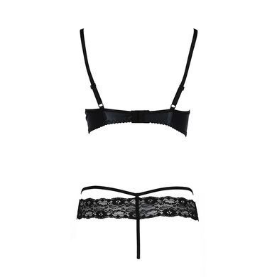Комплект білизни Passion Exclusive NORTH SET L/XL, black, ліф і трусики з елементами під латекс