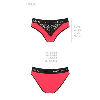 Трусики з широкою гумкою і мереживом Passion PS001 PANTIES XL, red-black