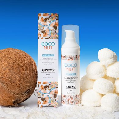 Массажное масло EXSENS Coconut 50мл разогревающее, без сахара, без парабенов, съедобное