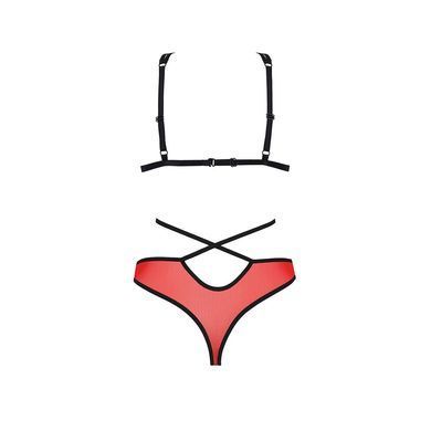 Комплект белья Passion PEONIA SET S/M red, бра, трусики