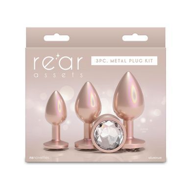 Набор анальных пробок NS Novelties Rear Assets - Trainer Kit - Iridescent Champagne - Clear Gem
