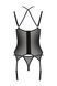 Корсет Passion DROSERA CORSET black, S/M, с креплениями для чулок, трусики в комплекте