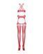 Бодистокинг Obsessive Bodystocking G313 S/M/L red, шнуровка, геометрический декор