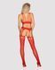 Бодистокинг Obsessive Bodystocking G313 S/M/L red, шнуровка, геометрический декор