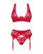 Комплект білизни Obsessive Lacelove cupless 3-pcs set XL/2XL Red, бюстгальтер, стрінги, пояс для пан