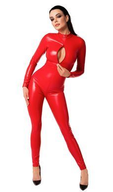 Комбинезон Noir Handmade F353 Red powerwetlook overall - 3XL