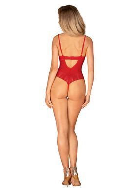 Боди с доступом Obsessive Ingridia crotchless teddy XS/S, красное, открытая грудь