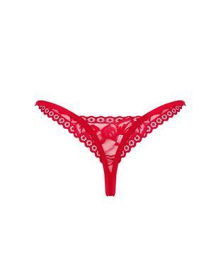 Мереживні стрінги Obsessive Lacelove thong XL/2XL Red, низька посадка