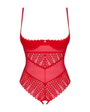 Боди с доступом Obsessive Ingridia crotchless teddy XS/S, красное, открытая грудь