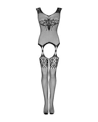 Бодистокинг Obsessive Bodystocking G323 XL/XXL black, рисунок пчелы и бабочки