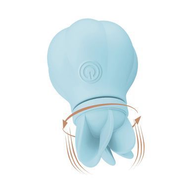 Вибратор Adrien Lastic Caress Blue с крутящимися насадками для стимуляции эрогенных зон