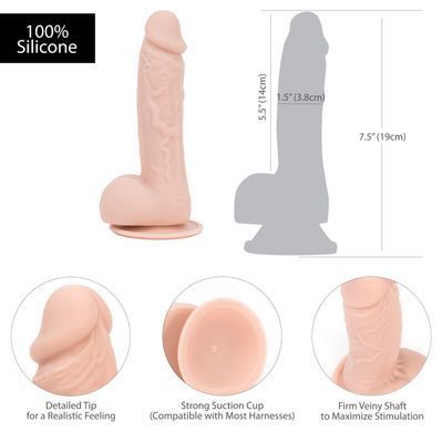 Реалістичний фалоімітатор на присосці ADDICTION &mdash; Mark 7,5&Prime; Dildo With Balls, Beige