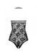 Бодістокінг з імітацією корсетної шнурівки Passion BS094 One Size, black, квітковий візерунок, з дос