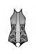 Бодістокінг з імітацією корсетної шнурівки Passion BS094 One Size, black, квітковий візерунок, з дос