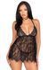 Сорочка беби-долл Leg Avenue Floral lace babydoll & string Black S, стринги