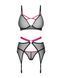 Комплект Obsessive Novenes 3-pcs set, XS/S, прозрачный лиф на косточках, стринги, пояс