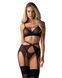 Комплект Obsessive Novenes 3-pcs set, XS/S, прозрачный лиф на косточках, стринги, пояс