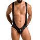 Мужское открытое боди Passion 027 BRUNO XXL/XXXL Black, под латекс, на лямках
