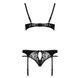 Комплект білизни Passion PAULINE SET S/M, black, стрепи, ліф, стрінги і пояс для панчох