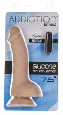 Вигнутий фалоімітатор на присосці ADDICTION &mdash; BRAD 7,5&Prime; Dildo With Balls, Beige