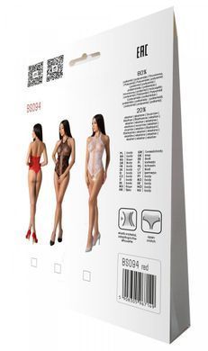 Бодистокинг с имитацией корсетной шнуровки Passion BS094 One Size, red, цветочный узор, с доступом