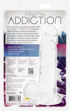 Прозорий фалоімітатор на присосці ADDICTION &mdash; Clear Dildo with Balls 8&Prime;, віброкуля в подарунок