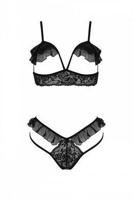 Эротический комплект Passion DOLLY SET, S/M, black, с открытыми чашками