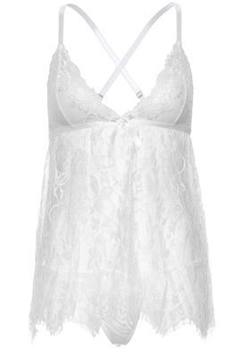 Сорочка беби-долл Leg Avenue Floral lace babydoll & string White M, стринги