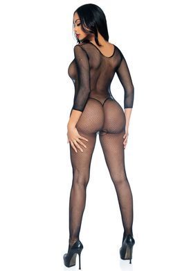 (SALE) Бодістокінг Leg Avenue V Front Bodystocking One size Black, дрібна сітка, доступ