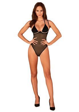 Прозрачное боди Obsessive Selinne teddy XS/S Black, мелкая сетка, двойные бретели