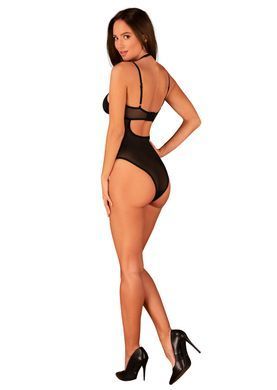 Прозрачное боди Obsessive Selinne teddy XS/S Black, мелкая сетка, двойные бретели
