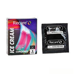 Презервативы Holographic Recare Ice Cream Big Dotted Condoms 3 шт, с пупырышками, аромат: мороженое