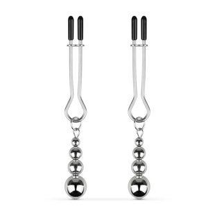 Затискачі для сосків Bedroom Fantasies: Nipple Clamps with Beaded Chain - Silver