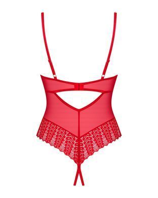 Боди с доступом Obsessive Ingridia crotchless teddy M/L, красное, открытая грудь