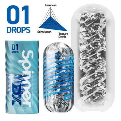 Мастурбатор Tenga Spinner DX 01 Drops, з пружною стимулювальною спіраллю всередині, ніжний вплив