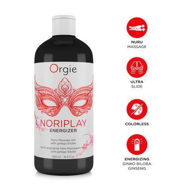 Гель для NURU-массажа Orgie &ndash; Noriplay Energizer (500 мл), экстракт гинкго билоба, защитная простыня