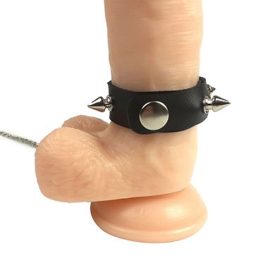 Кольцо для пениса Art of Sex Penis Ring с шипами и поводком, натуральная кожа