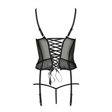 (SALE) Корсет с пажами PERDITA CORSET black L/XL - Passion Exclusive, стрэпы,трусики, укороченный
