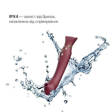 Смартвібратор 3в1 Zalo &mdash; Queen Wine Red, пульсівна перлина та вакуум, кристал Swarovski