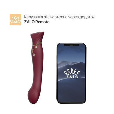 Смартвібратор 3в1 Zalo &mdash; Queen Wine Red, пульсівна перлина та вакуум, кристал Swarovski