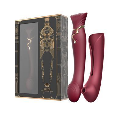 Смартвібратор 3в1 Zalo &mdash; Queen Wine Red, пульсівна перлина та вакуум, кристал Swarovski