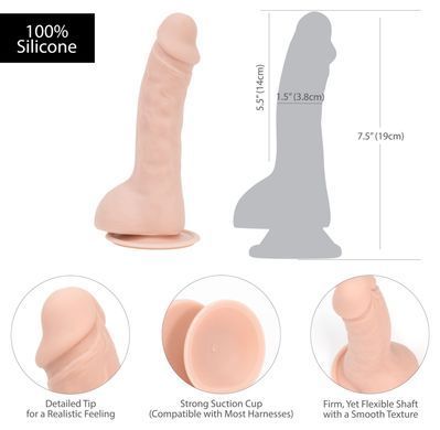 Вигнутий фалоімітатор на присосці ADDICTION &mdash; BRAD 7,5&Prime; Dildo With Balls, Beige