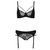 Комплект білизни Passion PAULINE SET XXL/XXXL, black, стрепи, ліф, стрінги і пояс для панчох