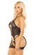 Комплект Leg Avenue Heart Net Cami Garter and String One Size, Black