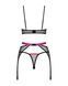 Комплект Obsessive Novenes 3-pcs set, M/L, прозрачный лиф на косточках, стринги, пояс