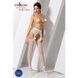 Эротические колготки-бодистокинг Passion S006 white, имитация чулок в крупную сетку и пояса