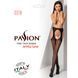 Сетчатые чулки-стокинги Passion S018 One Size, Black, имитация пояса, сетка с вертикальными полоскам