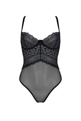 Боди Passion KERRIA BODY black, L/XL, с высокими вырезами и верхом балконет