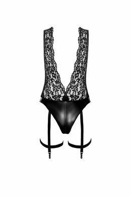 Боди Noir Handmade F297 Libido, XL, черное, кружево, низ под латекс, открытый доступ, гартеры