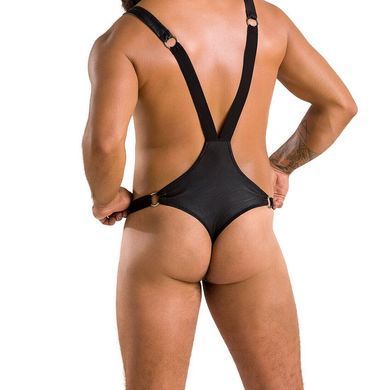 Мужское боди с люверсами Passion 028 HARRY S/M Black, экокожа, на лямках